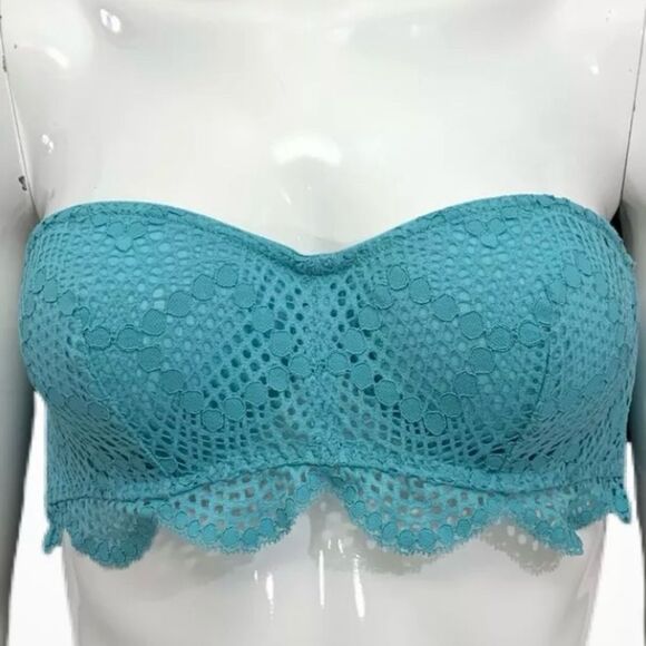 Victoria's Secret Turquoise Mesh Lace Strapless Bralette Bra Women's Size Medium - Picture 3 of 15